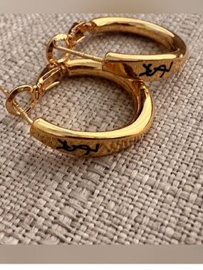 Yves Saint Laurent Gold-Tone Hoop Earrings with Logo
